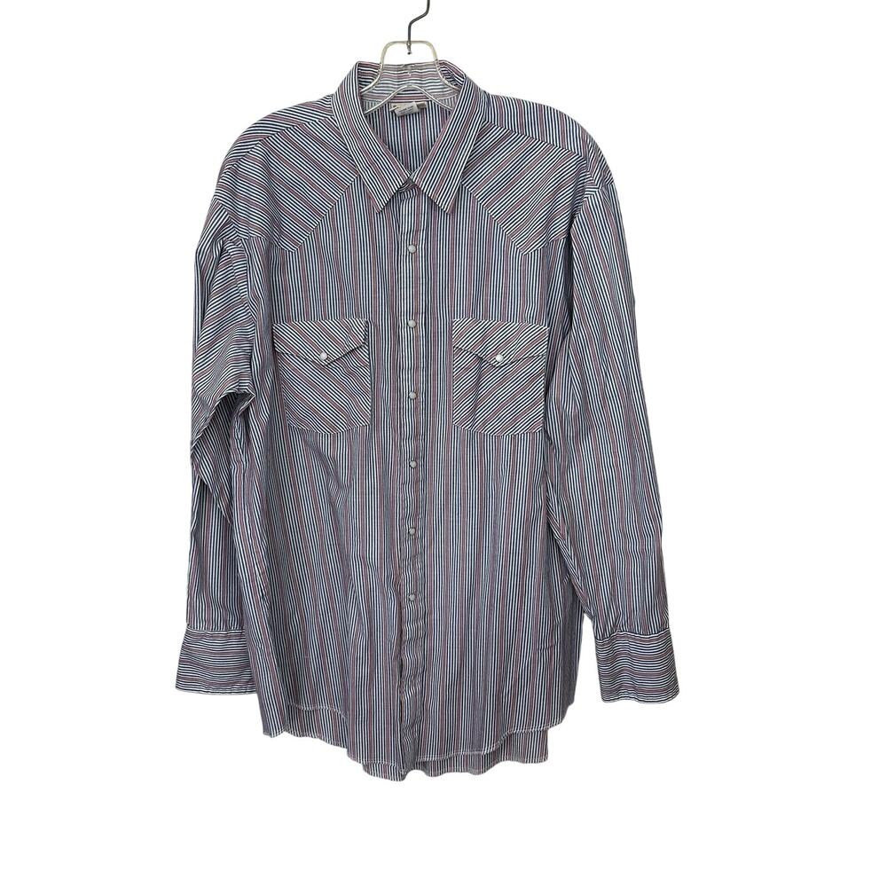 Saddlebrook Western Wear Pearl Snap Shirt‎ XL Multicolor Striped Country Vintage
